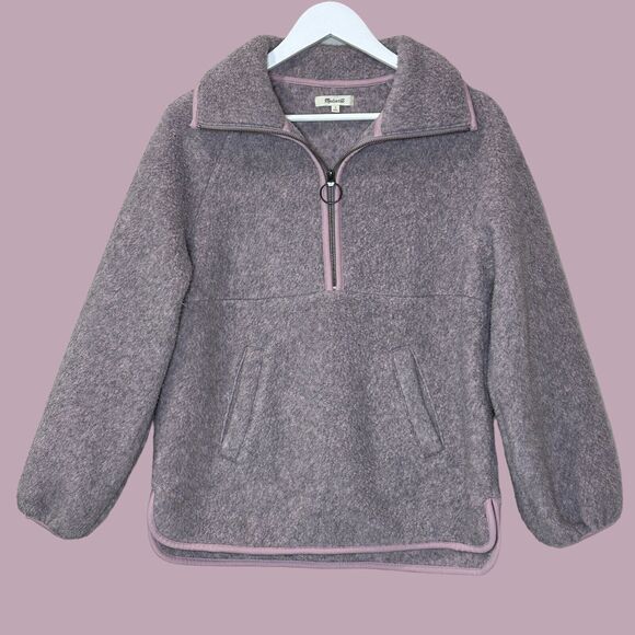 Madewell Polartec Fleece Half Zip Popover Jacket Purple Pockets Women Small - Picture 1 of 13